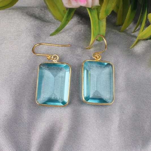 Hydro Sky Blue Topaz Bezel Set Earrings