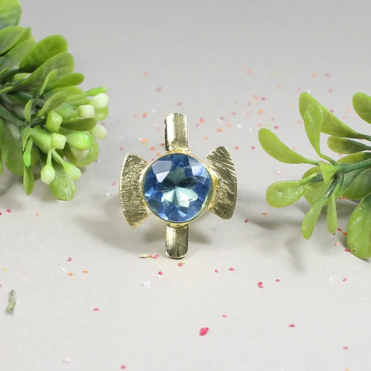 925 Sterling Silver Blue Topaz Flower Ring