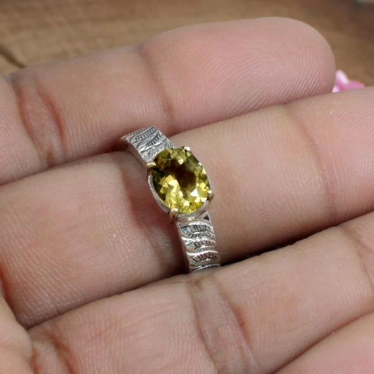 Citrine Gemstone 92.5 Sterling Silver Ring