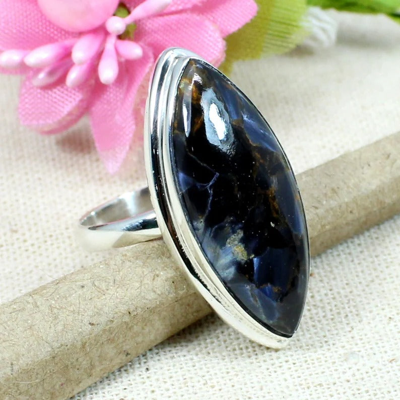 Natural Pietersite Gemstone Silver Ring