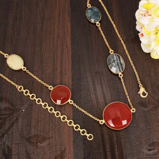 Vintage Natural Carnelian Multi Gemstone Necklace