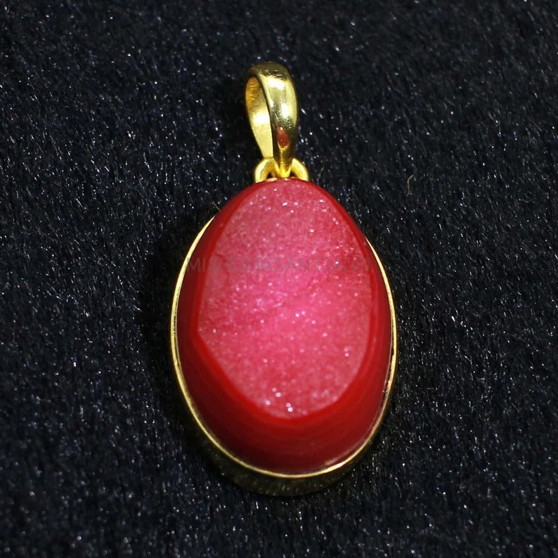 Red Druzy Gemstone Pendant