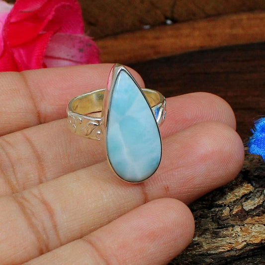 92.5 Sterling Silver Larimar Gemstone Ring