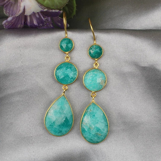 Amazonite Brass Dangle Earring...