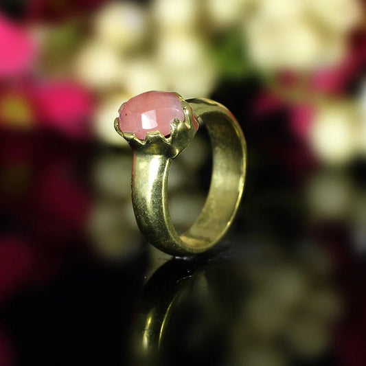 Cherry Crackle Glass Brass Ring