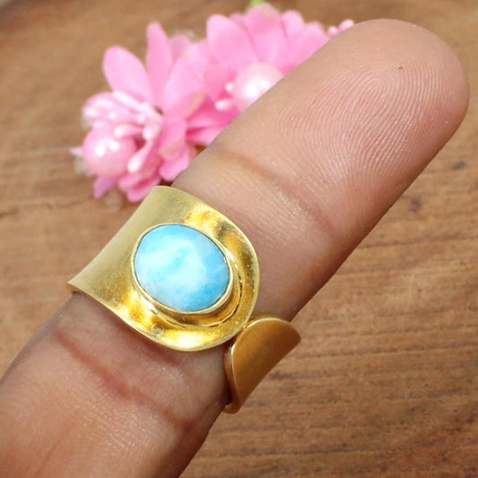 Handmade Larimar Gemstone Ring