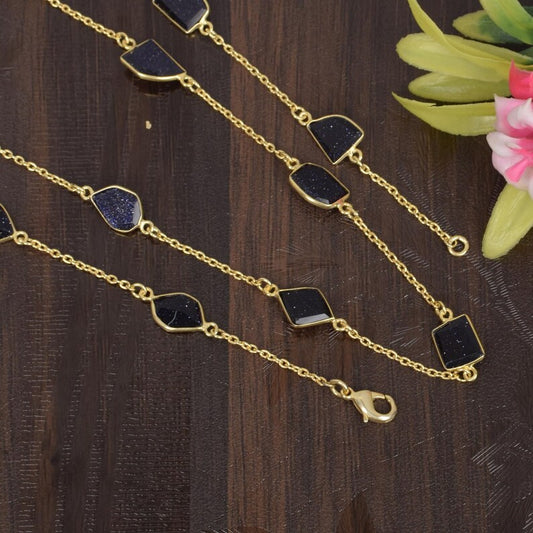 Gold Plated Blue Sunstone Charming Gold Plated  Necklace