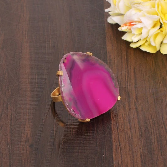 Sparkling Slice Agate Large Ring