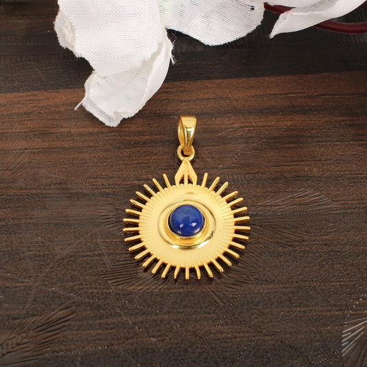 Gold Plated Designer Lapis Lazuli Chakra Pendant