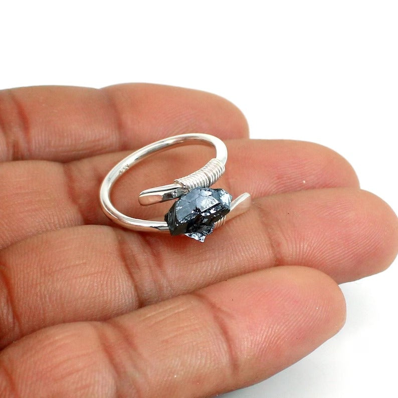 Silicon Gemstone Wire Wrapped Sterling Silver Ring