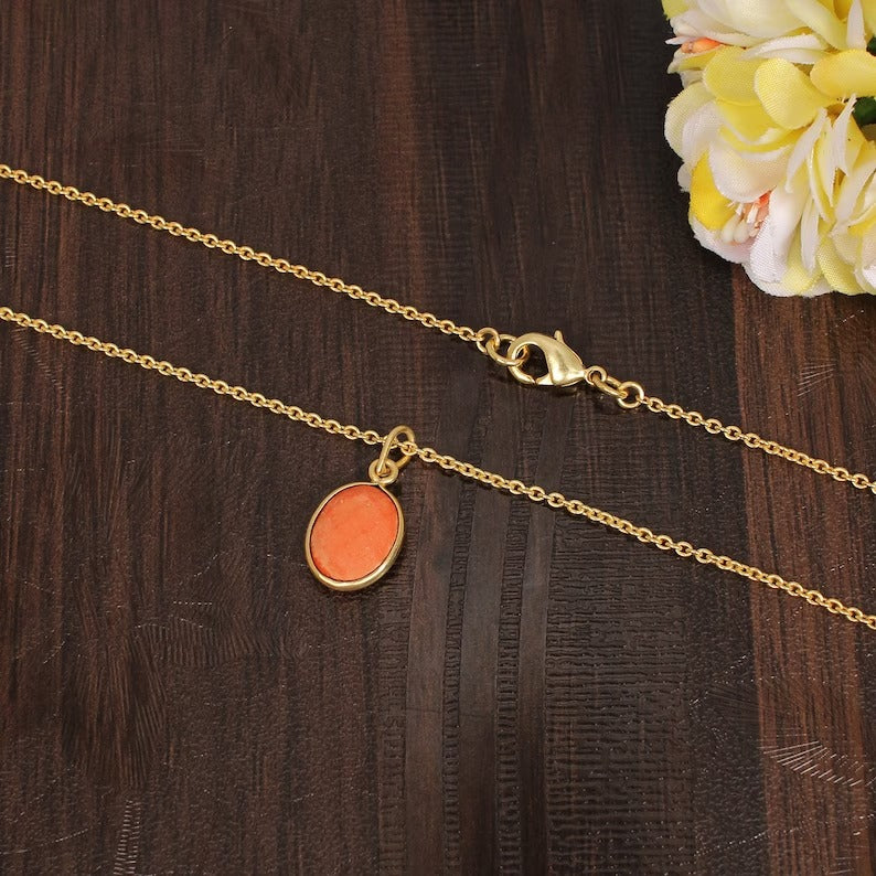 Orange Coral Dainty Necklace