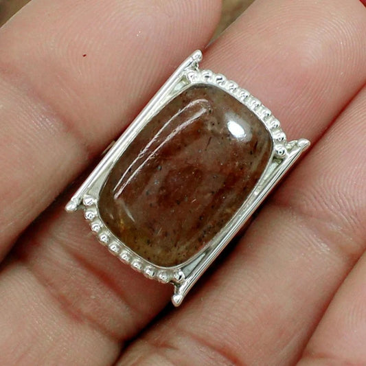 Rectangle Cushion Natural Strawberry Quartz Gemstone Solid 925 Sterling Silver Ring