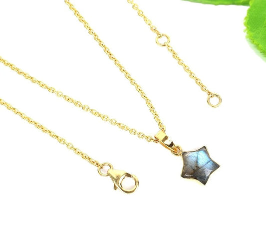 Star Shape Labradorite Gemstone 92.5 Sterling Silver Necklace