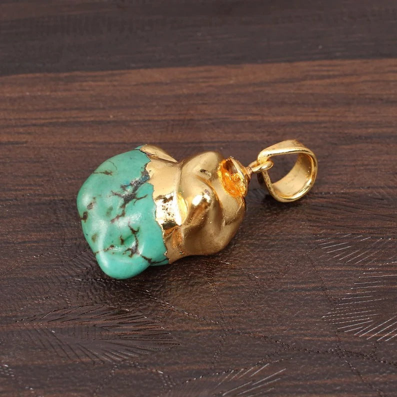 Tibetan Turquoise Gemstone Gold Plated Pendant