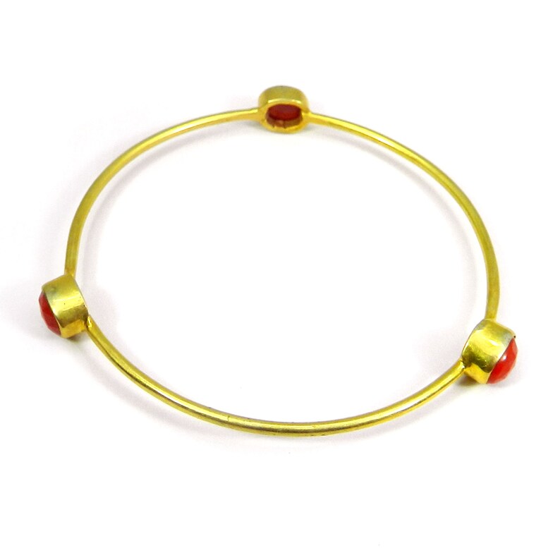 Red Onyx Solid Gold Plated Brass Bangle