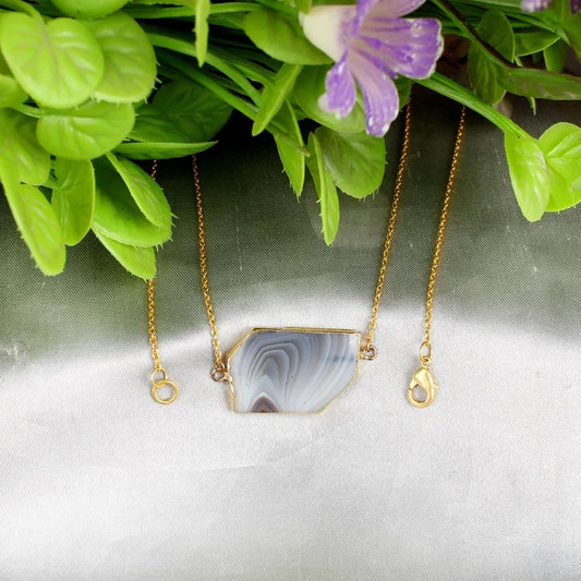 Botswana Agate Gold Plated Necklace