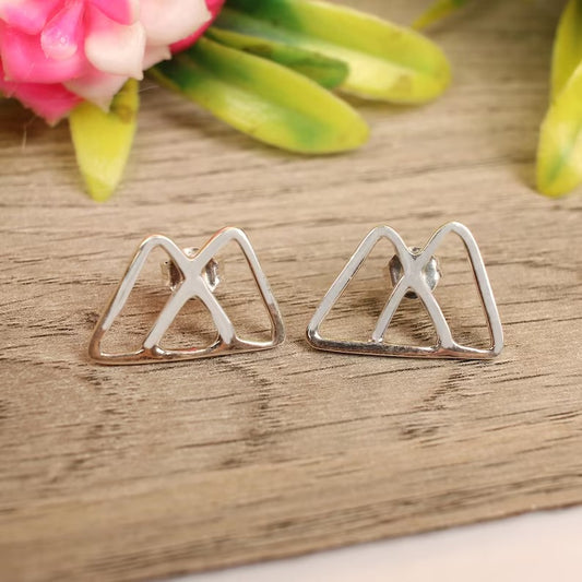 925 Sterling Silver Double Triangle Stud Earrings