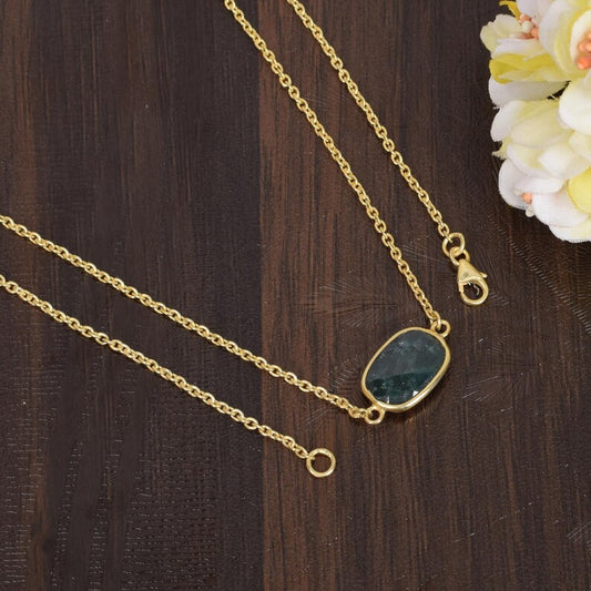 Gold Plated Emerald Corundum Necklace