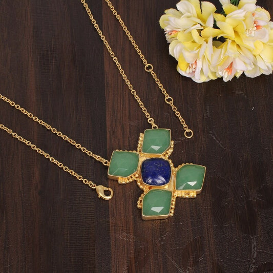 Gold Plated Lapis Lazuli Necklace