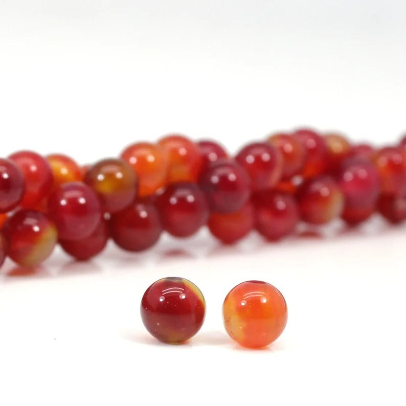 Carnelian Strand Round Smooth Stone Beads