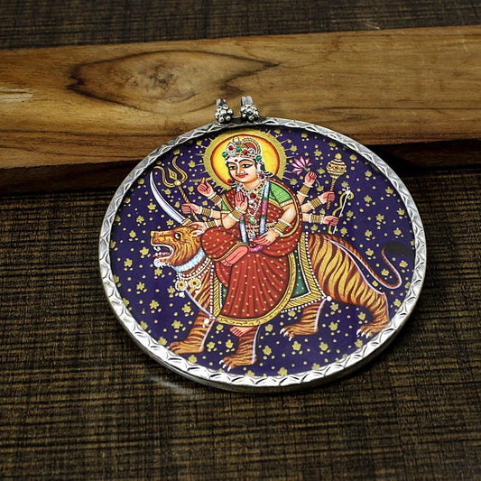 925 Sterling Silver Durga Goddess Handmade Pendant