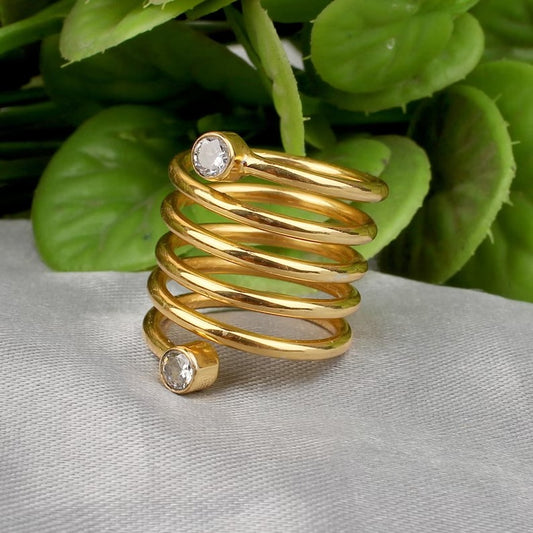 Natural Cubic Zirconia Spiral Ring