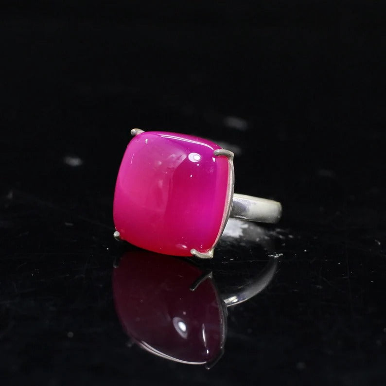 Fuchsia Chalcedony 92.5 Silver Ring