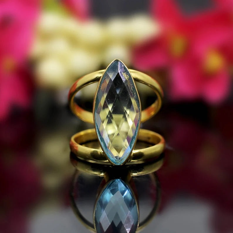 Sky Blue Topaz Hydro Brass Ring