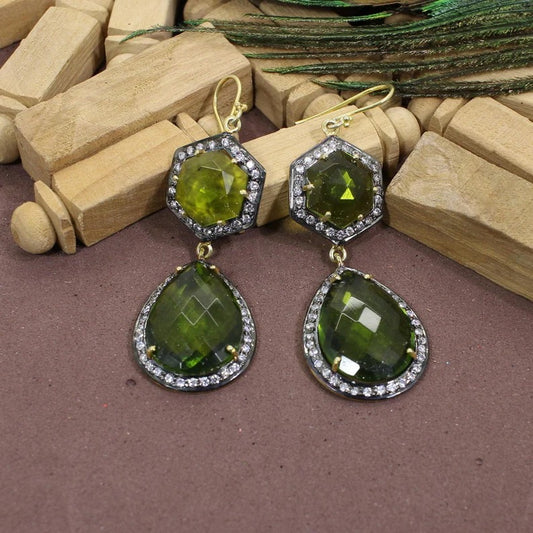 92.5 Sterling Silver Peridot Earrings