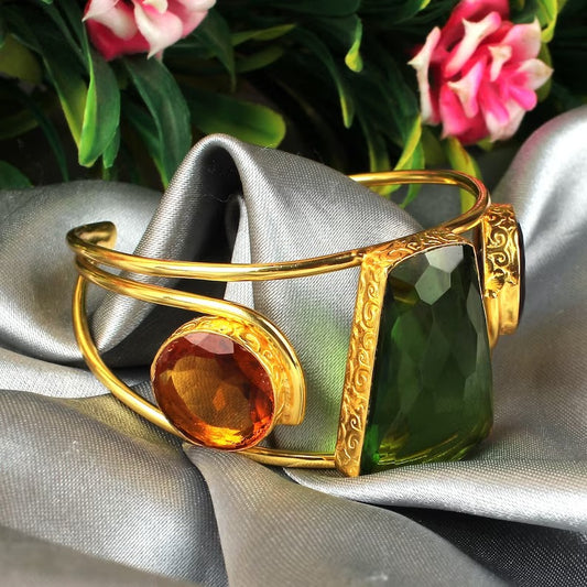 Multi Color Stone Handmade Gold Plated Bangle