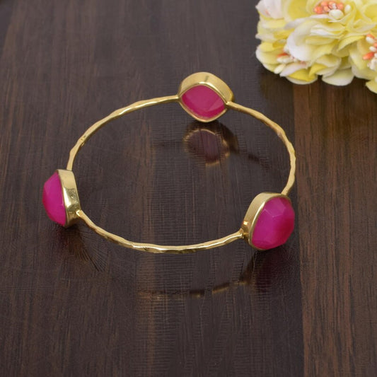 Fuchsia Chalcedony Gemstone Bangle