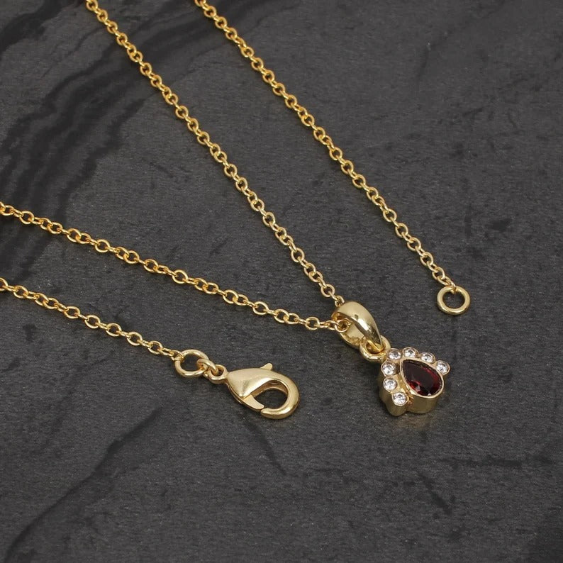 Natural Garnet Gold Plated 92.5 Sterling Silver Necklace