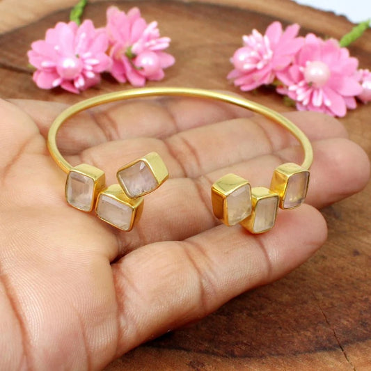 Natural Rose Quartz Cuff Bracelet