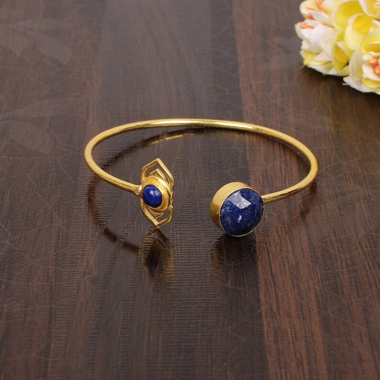 Lapis Lazuli Gold Plated Brass Bangle