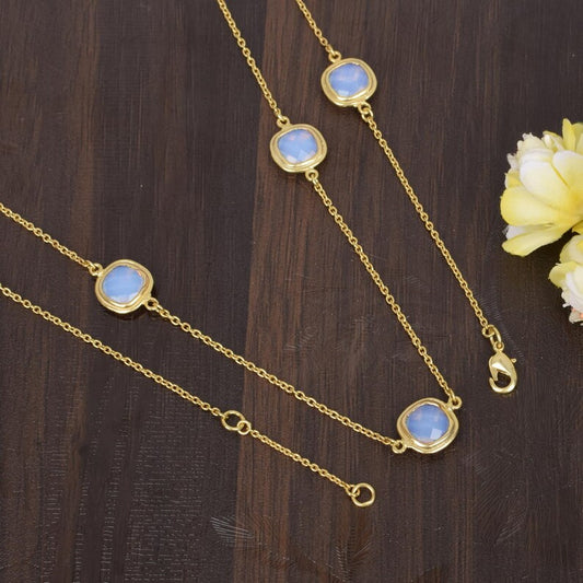 Gold Plated Brass Necklace With Opalite Hydro Gemstone