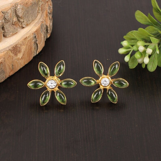 Green Peridot Hydro Stud Earring