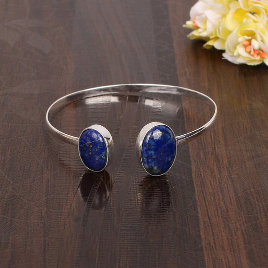 Lapis Lazuli Brass Bangle