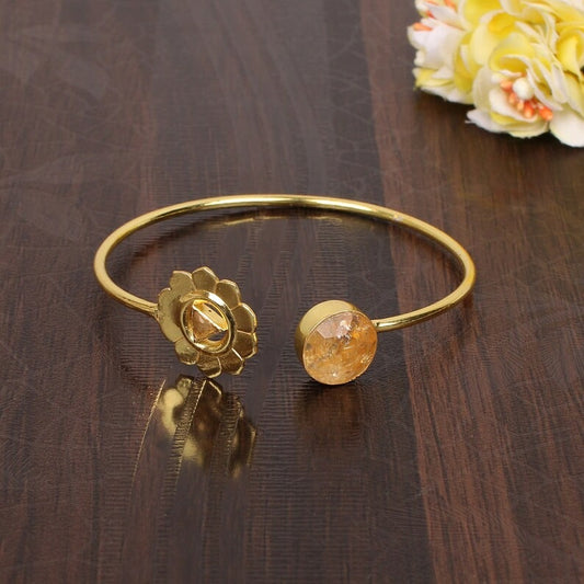 Flower Design Citrine Bangle