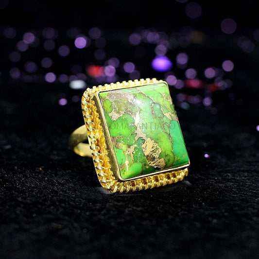 Kingman Green Copper Turquoise Gemstone Ring