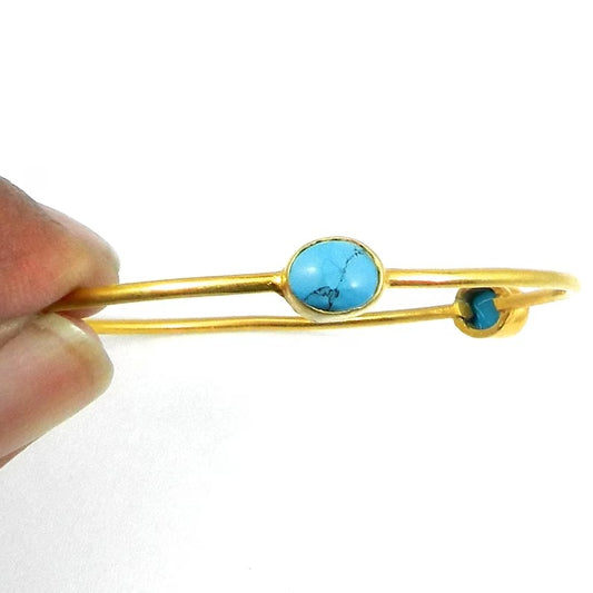 Turquoise Gemstone Gold Plated Cuff Bangle