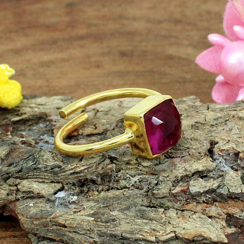 Pink Tourmaline Gemstone 92.5 Sterling Silver Adjustable Ring