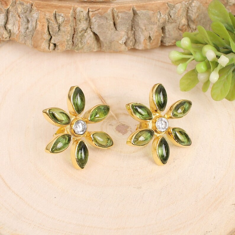 Green Peridot Hydro Stud Earring