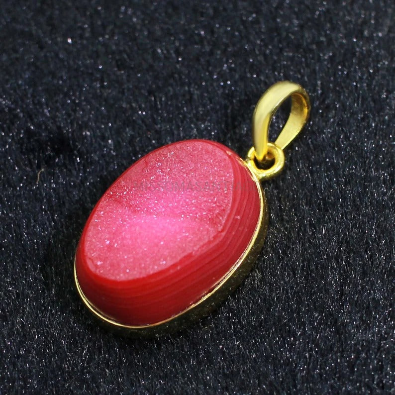 Red Druzy Gemstone Pendant