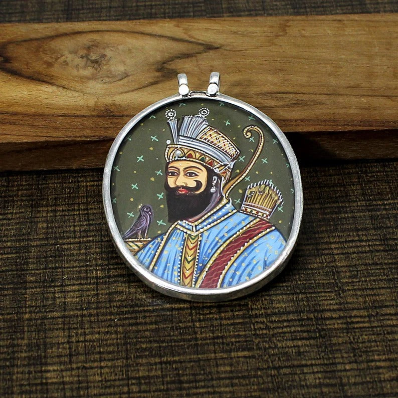 925 Sterling Silver King Portrait Pendant