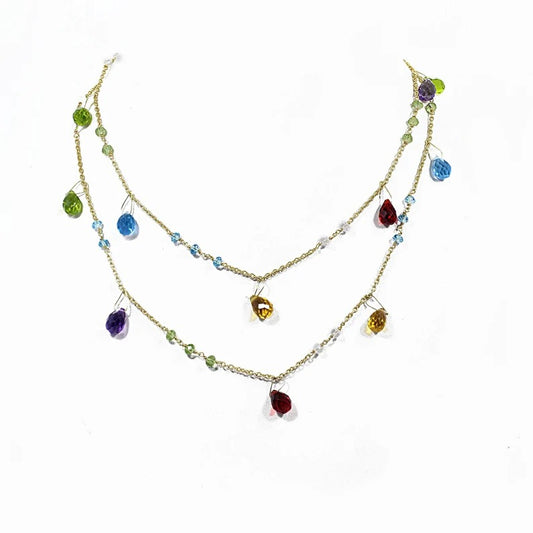 Gemstone Drops Multi Layered Necklace