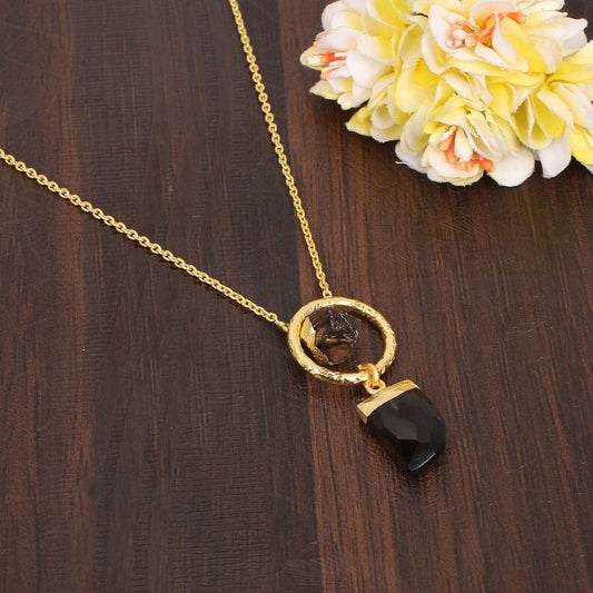 Smoky Quartz Stone Chain Necklace