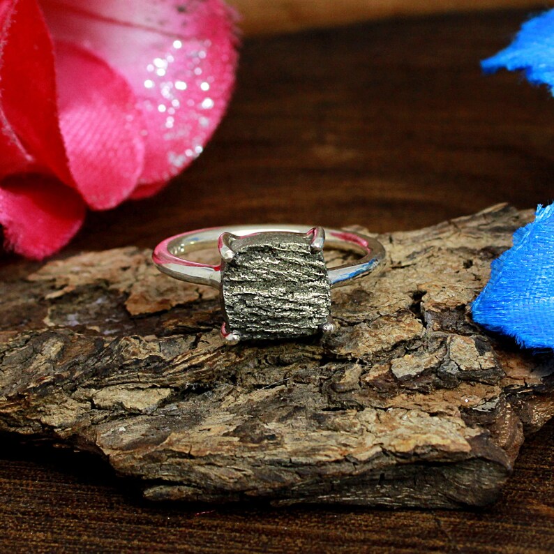 Natural Sun Pyrite Gemstone 92.5 Sterling Silver Ring