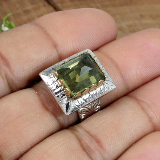 Peridot Gemstone 92.5 Sterling Silver Ring