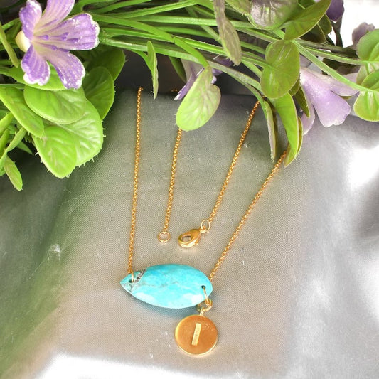 Turquoise Gemstone Gold Plated Brass Necklace