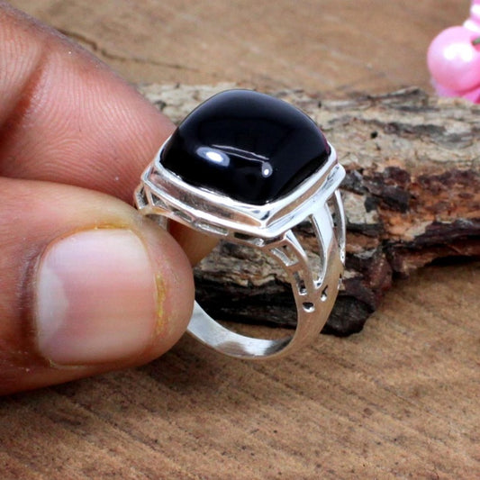 Black Onyx Gemstone Sterling Silver Ring